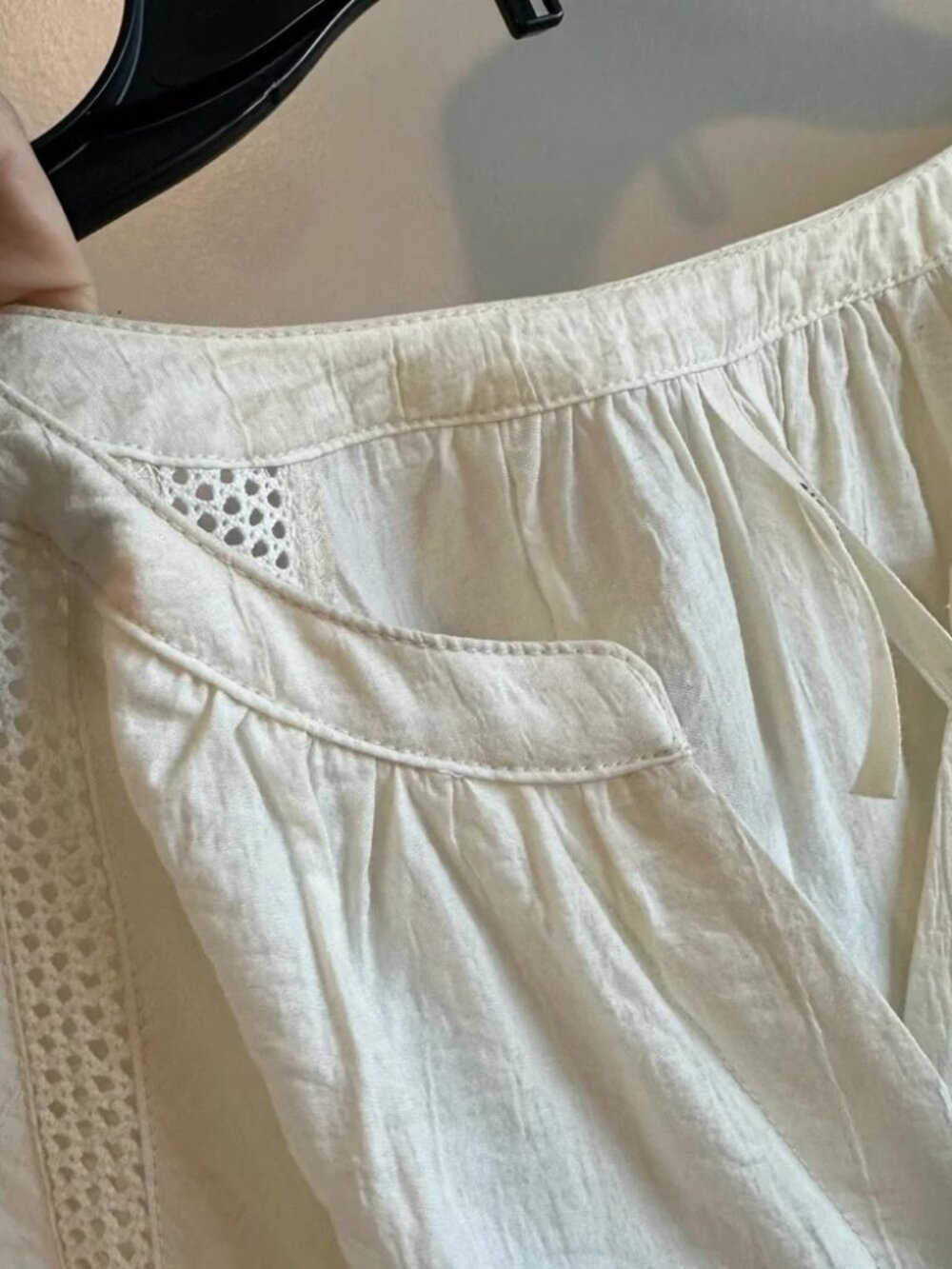 Anthropologie Cream Short Sleeve Peplum Swing Top 1X - Picture 7 of 7